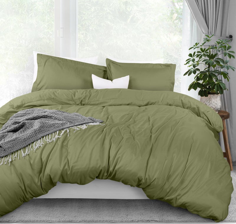 Utopia Bedding Duvet Cover Queen Size - 1 Duvet Cover with 2 Pillow Shams - 3 Pieces Bedding Duvet Cover with Zipper Closure - Soft Brushed Microfiber  90 X 90 Inches (Queen  Olive) - Image 1