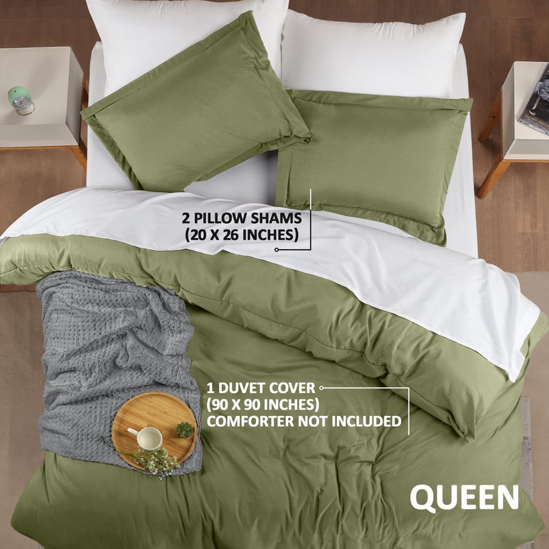 Utopia Bedding Duvet Cover Queen Size - 1 Duvet Cover with 2 Pillow Shams - 3 Pieces Bedding Duvet Cover with Zipper Closure - Soft Brushed Microfiber  90 X 90 Inches (Queen  Olive) - Image 2