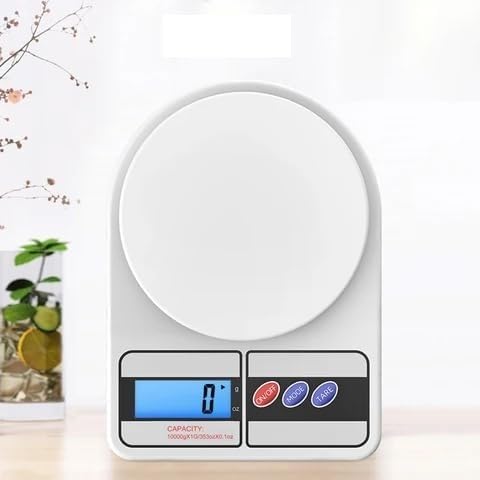 VISBY INDIA Digital Kitchen Food Weighing Scale, 10Kg x 1g Capacity, LCD Display, with 2 Batteries, for Healthy Living, Home Baking, Cooking, Fitness & Balanced Diet, White - Image 1