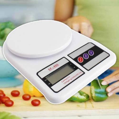 VISBY INDIA Digital Kitchen Food Weighing Scale, 10Kg x 1g Capacity, LCD Display, with 2 Batteries, for Healthy Living, Home Baking, Cooking, Fitness & Balanced Diet, White - Image 2