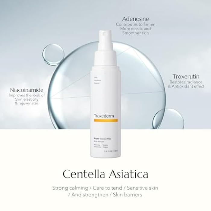 Troxederm Repair Essence Toner Mist – Korean Hydrating & Cooling Face Mist with Niacinamide, Troxerutin & Centella Asiatica, Lightweight Facial Spray for Daily Skincare & Barrier Care, 3.38 Fl.oz - Image 4