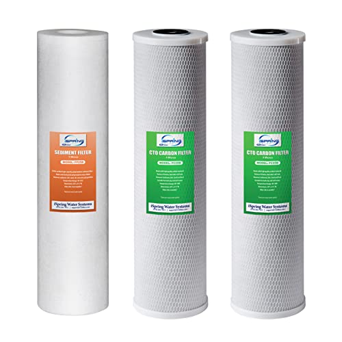 iSpring F3WGB32B 4.5” x 20” 3-Stage Whole House Water Filter Replacement Pack Set with Sediment and Carbon Block Cartridges Reduces up to 99% Chlorine, White - Image 1
