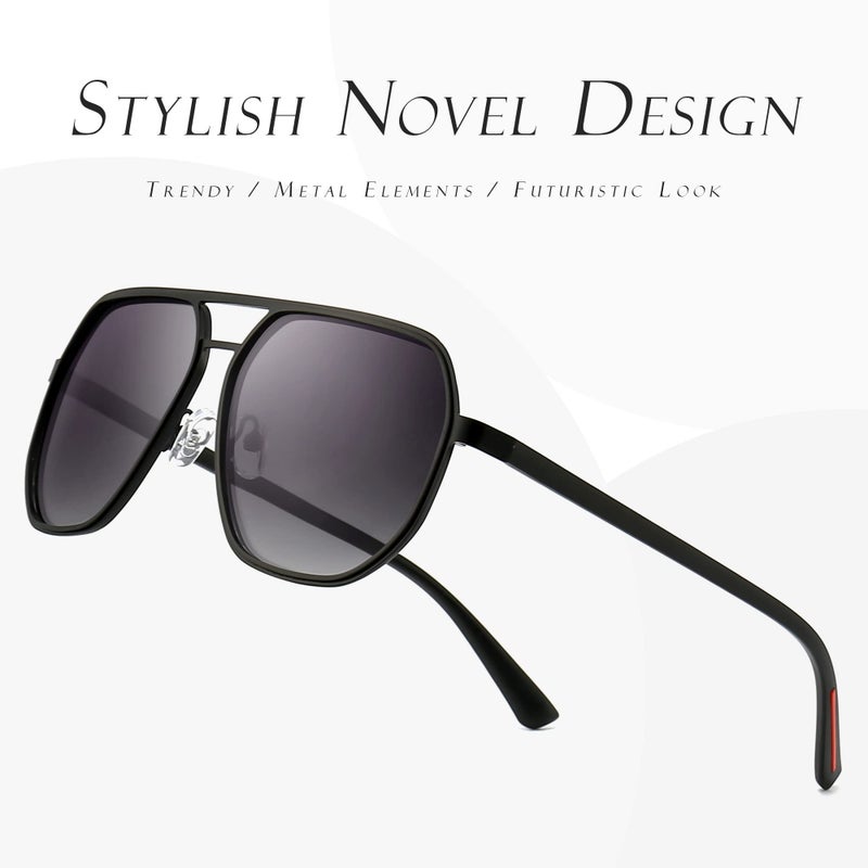SUNGAIT Aviator Sunglasses for Men and Women, Polarized Trendy Square Sun Glasses Retro Pilot Shades UV Protection - Image 5