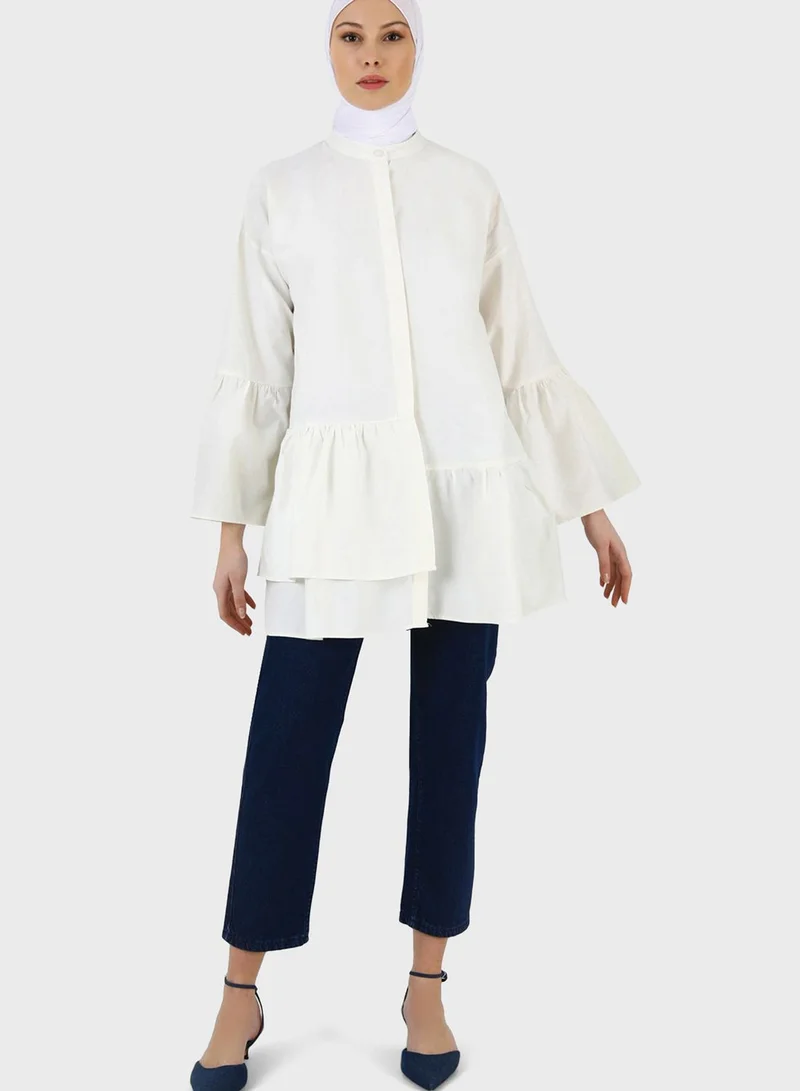 Refka by modanisa Ruffle Detail Button Down Tunic