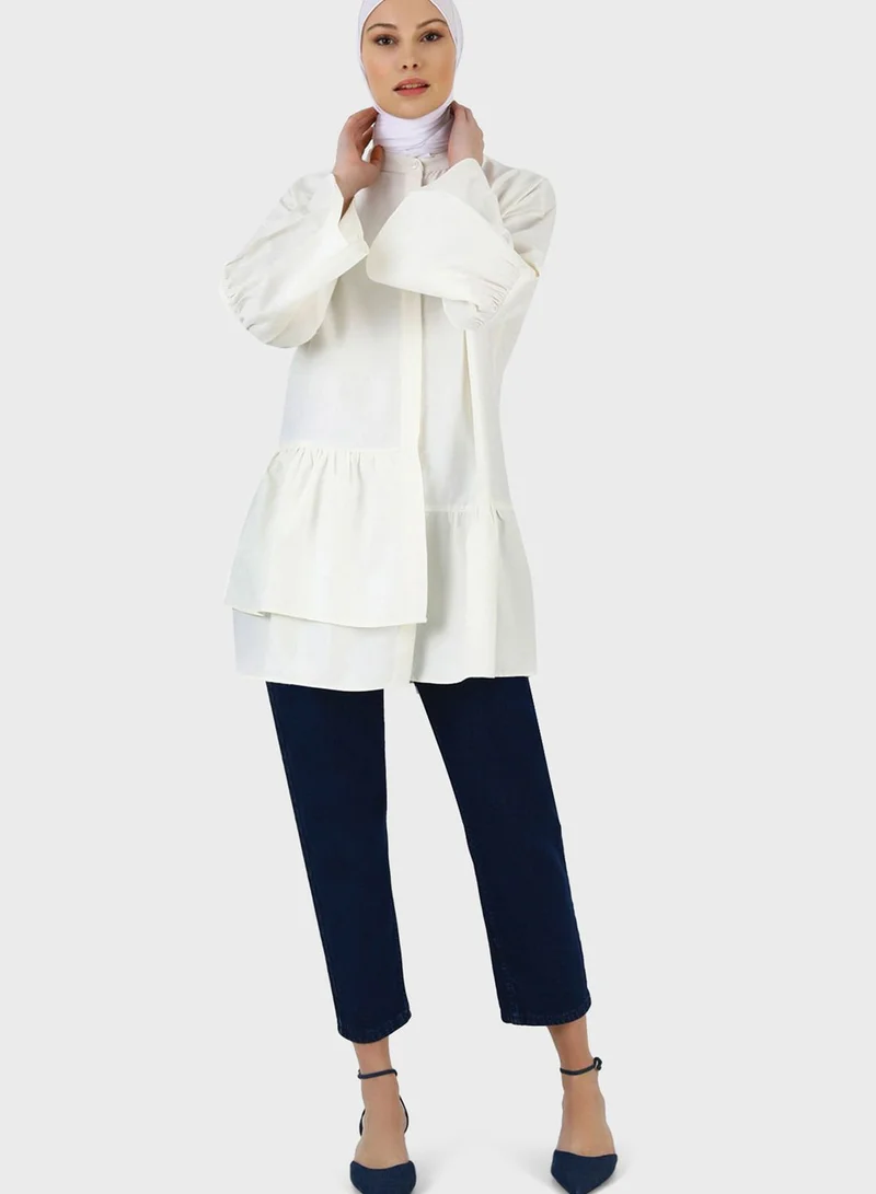 Refka by modanisa Ruffle Detail Button Down Tunic