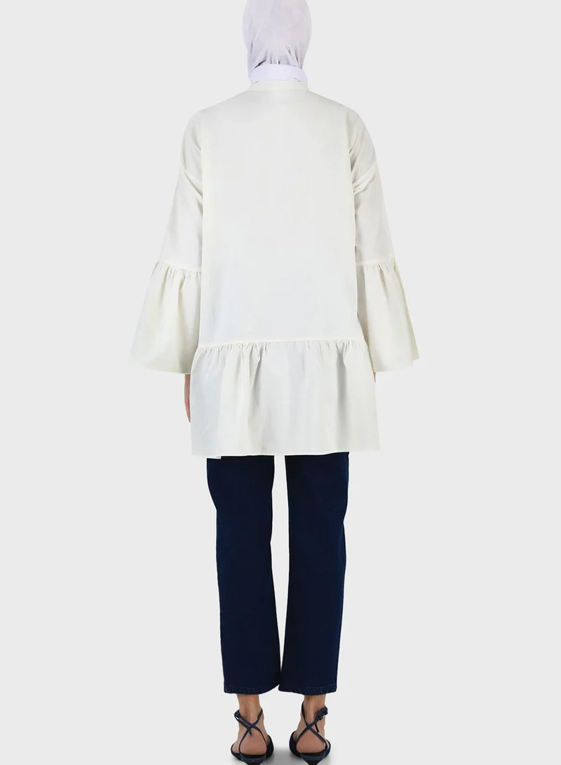 Refka by modanisa Ruffle Detail Button Down Tunic