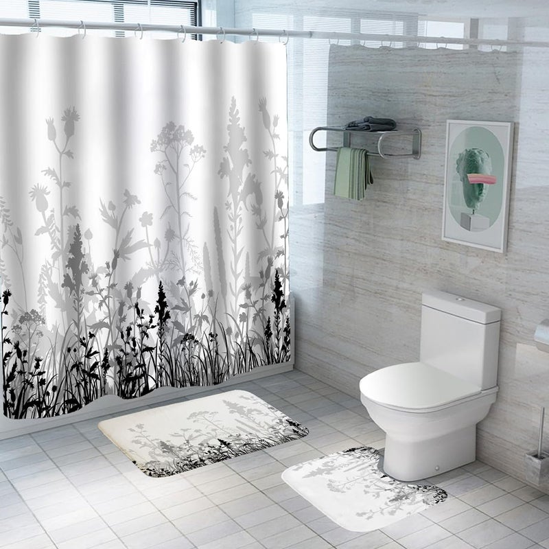 Umai UMAI Shower Curtain (180X180 cm) & Bathmat 3 Pcs Set|6ft|Creative Vibrant Coloured Polyster Curtain Sets with Non-Slip Bath mats for Bathroom|Easy-Slide Curtains|Quick Dry,Soft Mats  - Image 1