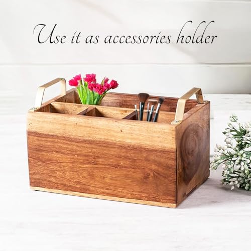 nestroots Wooden Spoon Stand for Kitchen | 10 Inch Brown Cutlery & Tissue Organizer for Dining Table | Stylish & Functional Kitchen Décor - Image 3