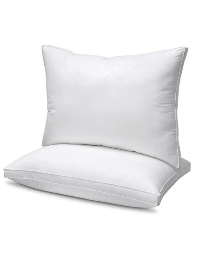 Deep Sleep 100% Cotton Hotel Pillow Standard Pillow Size Set Of 2, Bed Pillows For Sleeping, Cooling Down Alternative Pillow Soft And Supportive Pillows For Back And Side Sleepers (Queen 50X80 Cm)