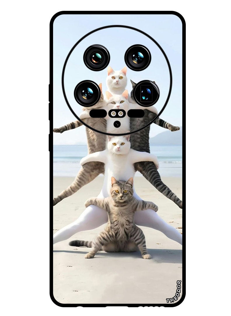 Theodor Protective Case Anti Scratch Shock Proof Bumper Cover For Xiaomi 14 Ultra Cats in Beach - Image 1