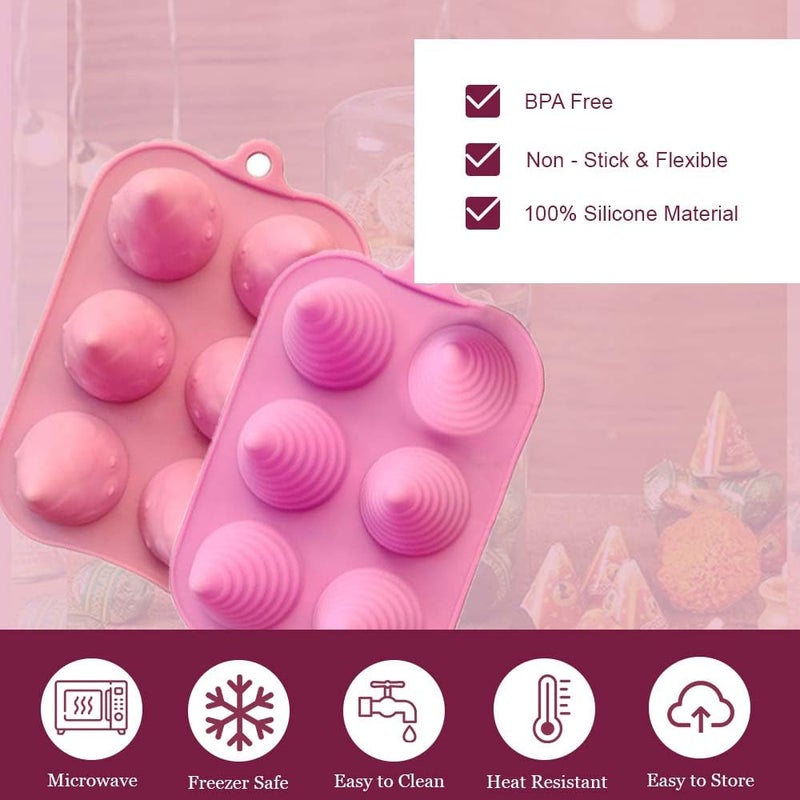 BAKEMO BAKEMO Silicone Diwali Crackers Mold 6 Cavity Dotted 7 Cone Shape Chocolate Mould Silicone Chocolate Mould Candy Mold for Decorating Diwali Specials CakeChocolate Pack of 2 Multicolor  - Image 3