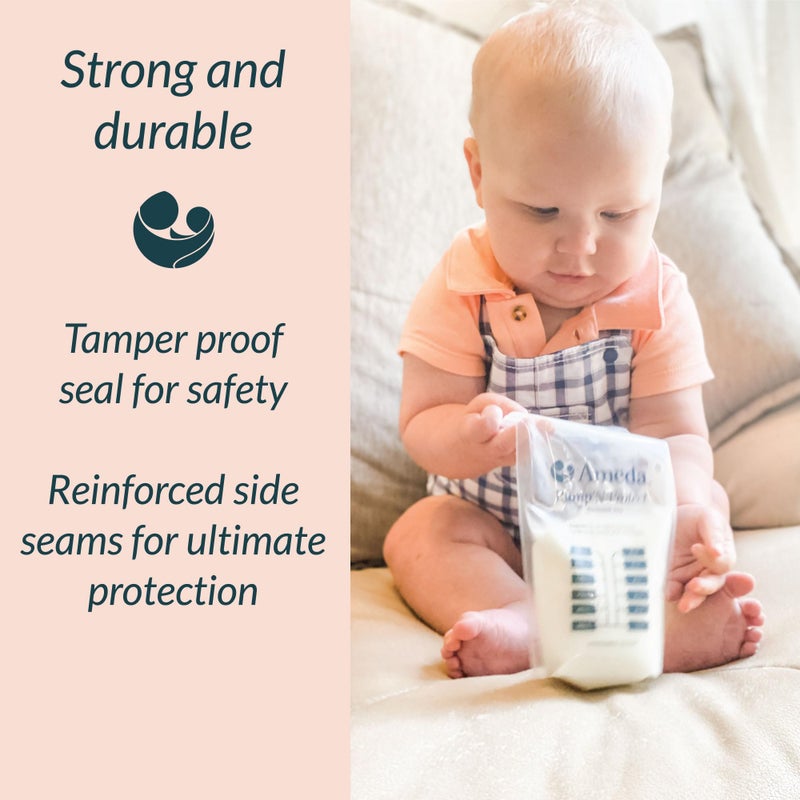 Ameda Pump'N Protect Breastmilk Storage Bag 6oz | 150 Count + 2 Bag Adapters | Breast Milk Storage Bags for Refrigerator or Freezer | BPA Free | Breastfeeding Essentials | Breastfeeding Supplies - Image 4