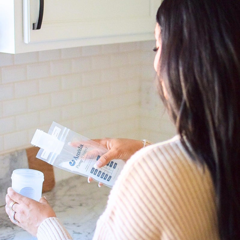 Ameda Pump'N Protect Breastmilk Storage Bag 6oz | 150 Count + 2 Bag Adapters | Breast Milk Storage Bags for Refrigerator or Freezer | BPA Free | Breastfeeding Essentials | Breastfeeding Supplies - Image 5