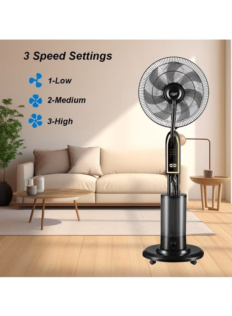 BlueFire 16-Inch Oscillating Pedestal Misting Fan with Remote Control – Pedestal Fan with High Velocity and 5L Water Tank | Humidifier Mist Fan | 3-Mode Quiet Copper Motor Standing Floor Fan | Air Cooling Fan for Home Patio Garden Office - Image 5