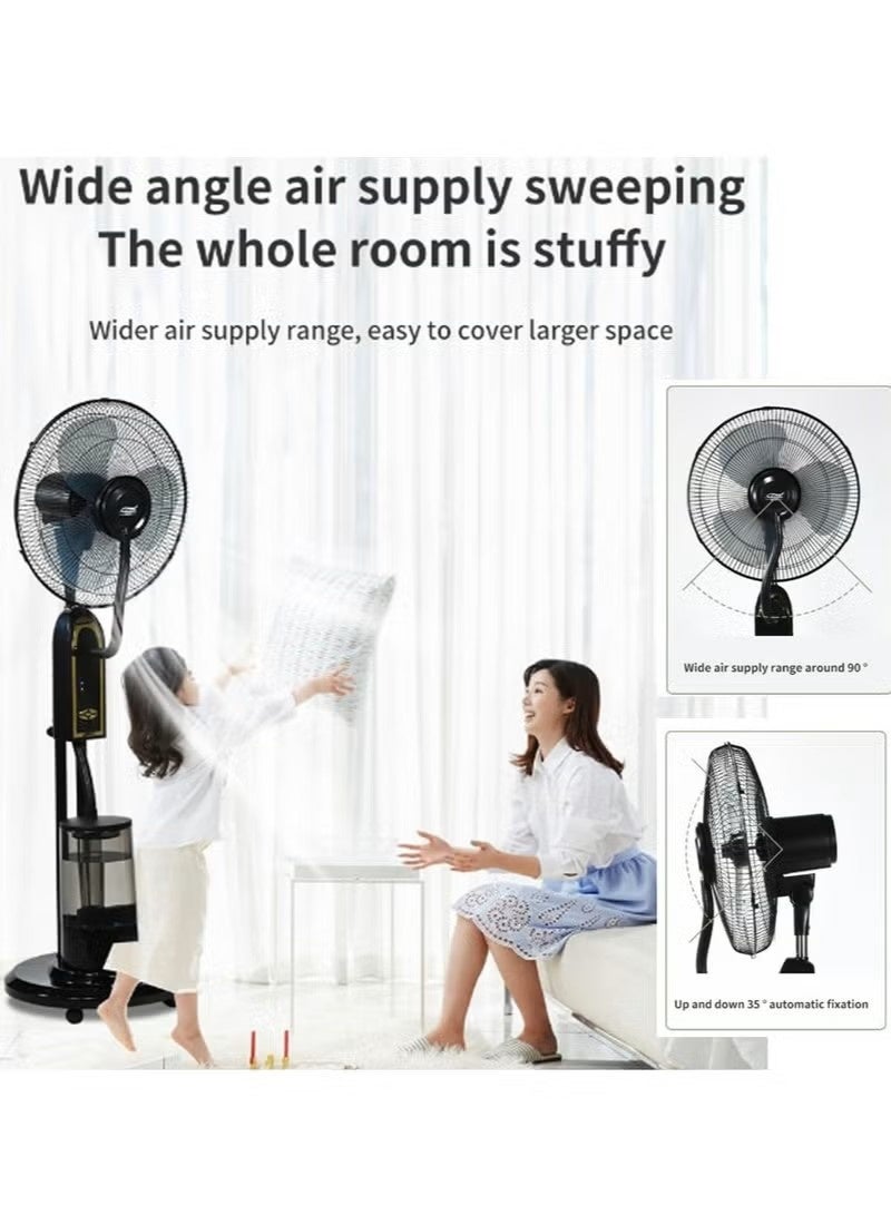 BlueFire 16-Inch Oscillating Pedestal Misting Fan with Remote Control – Pedestal Fan with High Velocity and 5L Water Tank | Humidifier Mist Fan | 3-Mode Quiet Copper Motor Standing Floor Fan | Air Cooling Fan for Home Patio Garden Office - Image 4