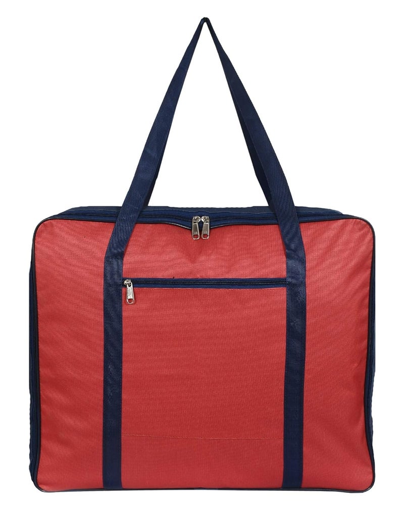 Kuber Industries Large Size Lightweight Foldable Rexine Jumbo Underbed Storage Bag with Zipper and Handle Red Royal Blue - Image 3