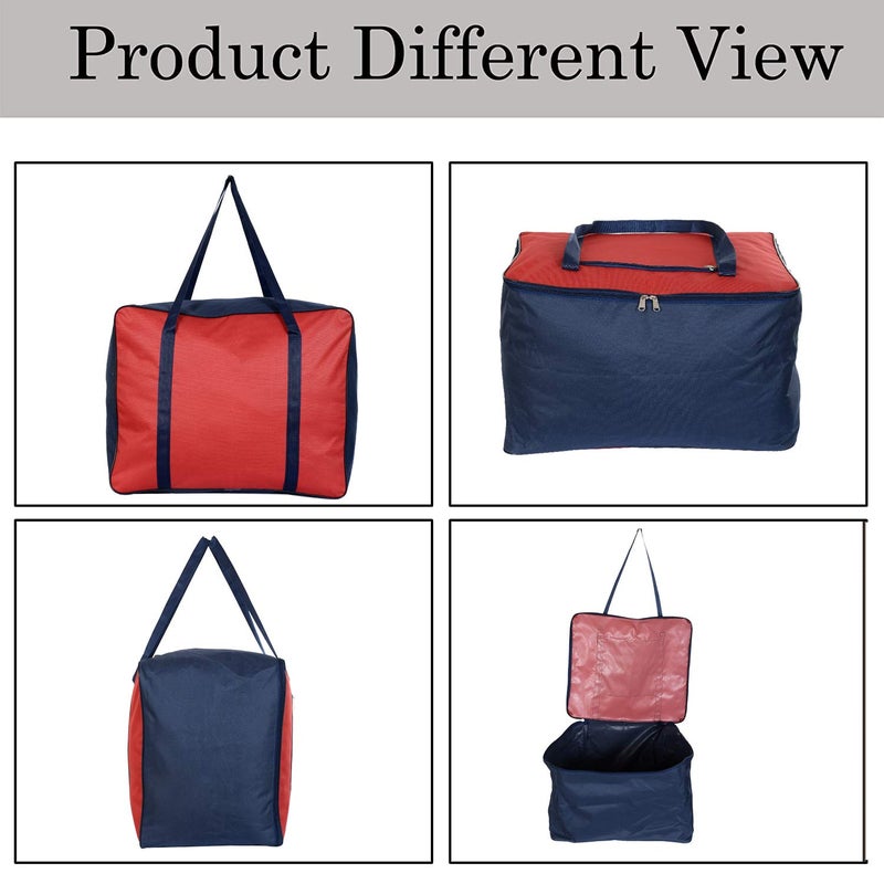 Kuber Industries Large Size Lightweight Foldable Rexine Jumbo Underbed Storage Bag with Zipper and Handle Red Royal Blue - Image 2