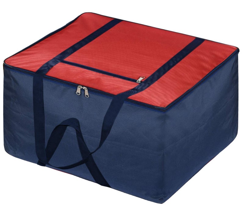 Kuber Industries Large Size Lightweight Foldable Rexine Jumbo Underbed Storage Bag with Zipper and Handle Red Royal Blue - Image 1