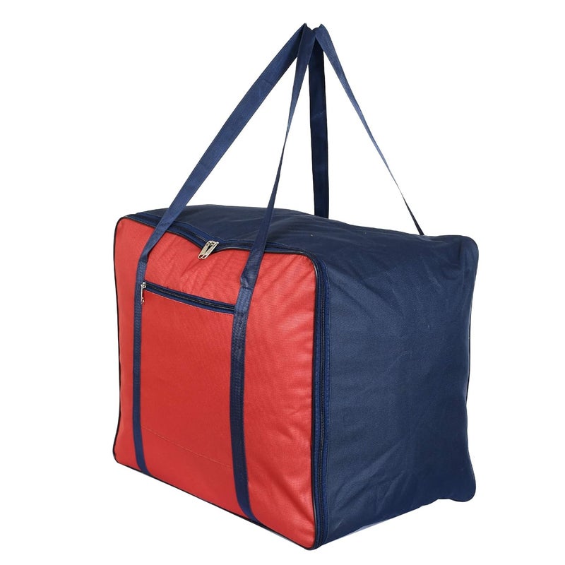 Kuber Industries Large Size Lightweight Foldable Rexine Jumbo Underbed Storage Bag with Zipper and Handle Red Royal Blue - Image 4