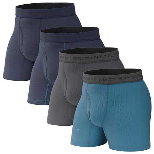 Pair of Thieves Soft Cotton Boxer Briefs for Men Pack (4 Pack) - Tagless Mens Underwear for All-Day Comfort and Support - Large - Dark Navy - Image 1
