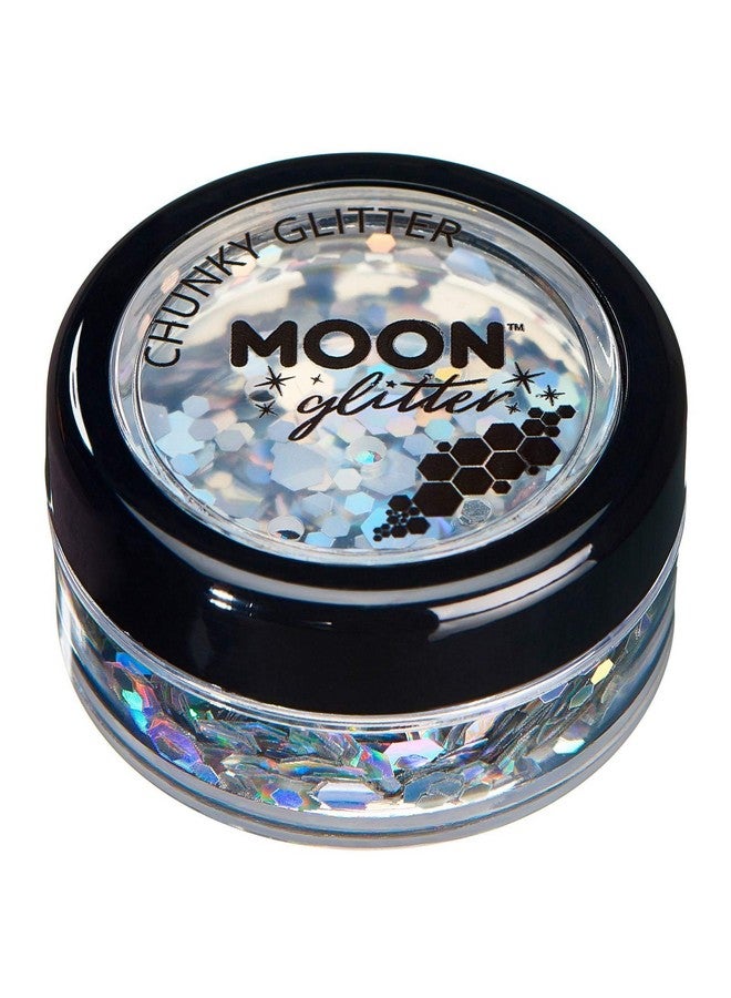 Moon Glitter Holographic Chunky Glitter 100% Cosmetic Glitter For Face Body Nails Hair And Lips0.10Ozsilver - Image 1