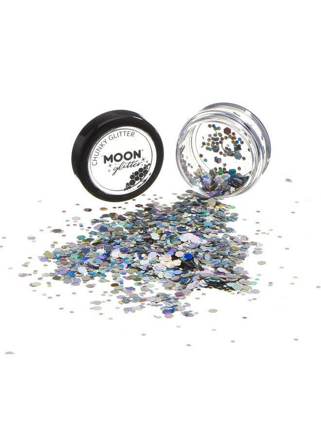 Moon Glitter Holographic Chunky Glitter 100% Cosmetic Glitter For Face Body Nails Hair And Lips0.10Ozsilver - Image 3
