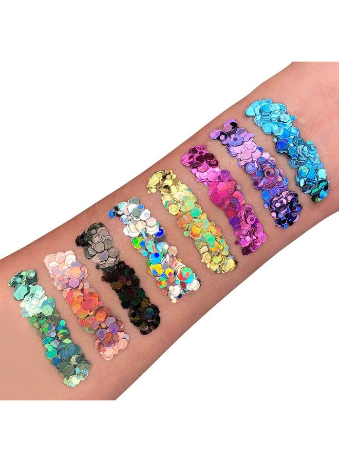 Moon Glitter Holographic Chunky Glitter 100% Cosmetic Glitter For Face Body Nails Hair And Lips0.10Ozsilver - Image 2