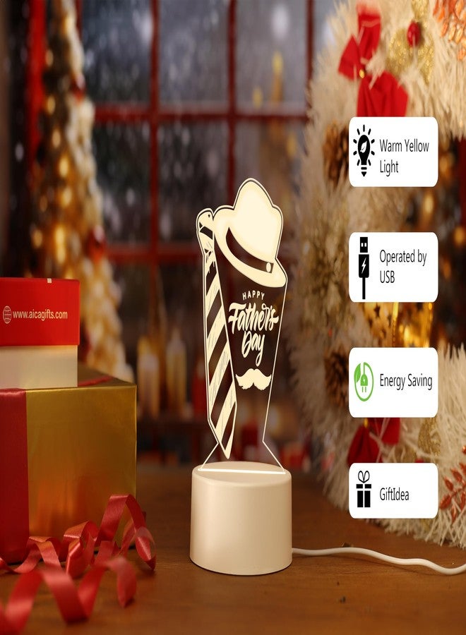 AICA Happy Father's Day LED Lamp (Hat & Tie) White Base | Thank You Gift for Father | Best Gift for Dad | Father's Day Gift for Daddy Father in Law Papa - Image 5