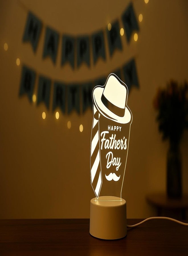 AICA Happy Father's Day LED Lamp (Hat & Tie) White Base | Thank You Gift for Father | Best Gift for Dad | Father's Day Gift for Daddy Father in Law Papa - Image 2