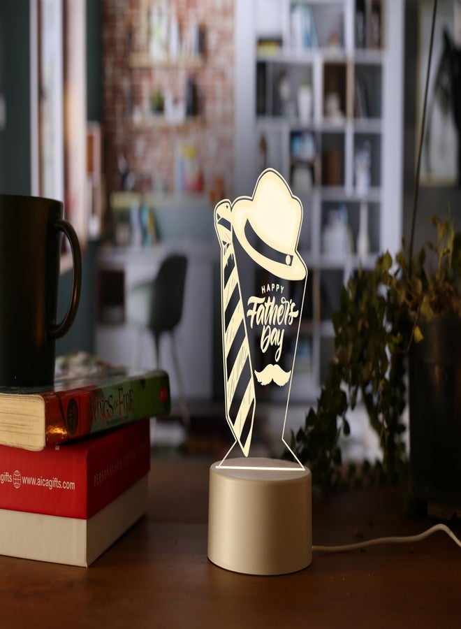 AICA Happy Father's Day LED Lamp (Hat & Tie) White Base | Thank You Gift for Father | Best Gift for Dad | Father's Day Gift for Daddy Father in Law Papa - Image 3