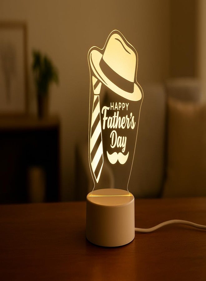AICA Happy Father's Day LED Lamp (Hat & Tie) White Base | Thank You Gift for Father | Best Gift for Dad | Father's Day Gift for Daddy Father in Law Papa - Image 1