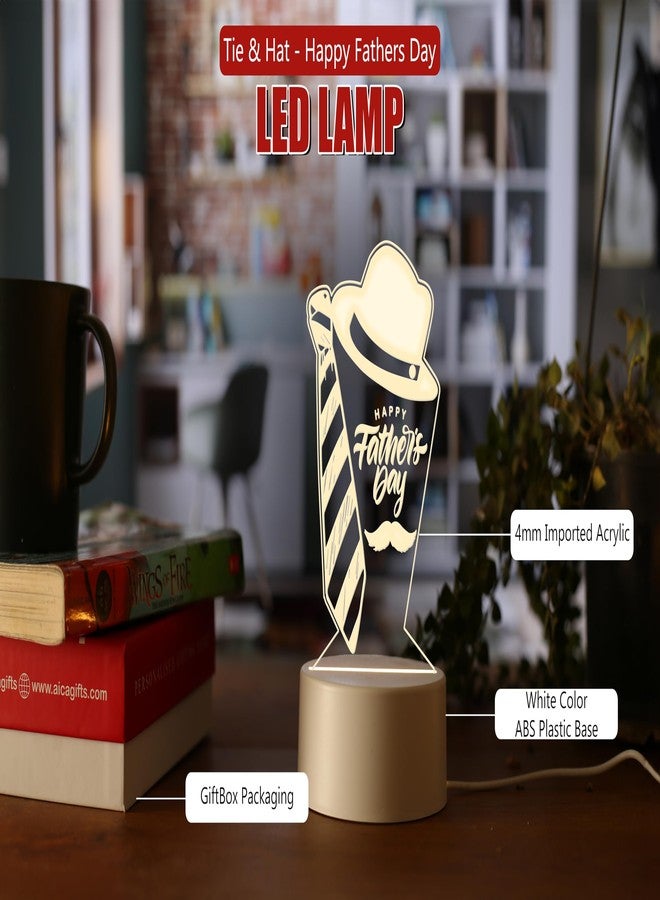 AICA Happy Father's Day LED Lamp (Hat & Tie) White Base | Thank You Gift for Father | Best Gift for Dad | Father's Day Gift for Daddy Father in Law Papa - Image 4