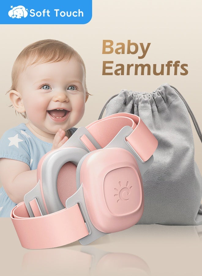 Soft Touch Baby Ear Muffs, Baby Headset, Baby Plane Ear Muffs Noise Protection for Infant and Babies 0- 48 Months, Baby Earplug, 24dB Sound Reduction, Adjustable Ear Muffs for Ear Protection, Hearing Damage & Improves Sleep,Travel (Pink) - Image 1