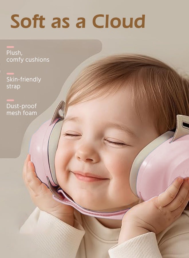 Soft Touch Baby Ear Muffs, Baby Headset, Baby Plane Ear Muffs Noise Protection for Infant and Babies 0- 48 Months, Baby Earplug, 24dB Sound Reduction, Adjustable Ear Muffs for Ear Protection, Hearing Damage & Improves Sleep,Travel (Pink) - Image 4
