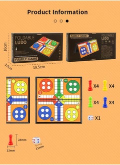 LUDO Mini Non-Magnetic Foldable International Flying Chess Ludo Board Game, 2-4 Players Family Dice Games Set, Multiplayer Game Educational Toys for Kids, Adults, 19.5cm*10cm*3.5cm  - Image 2