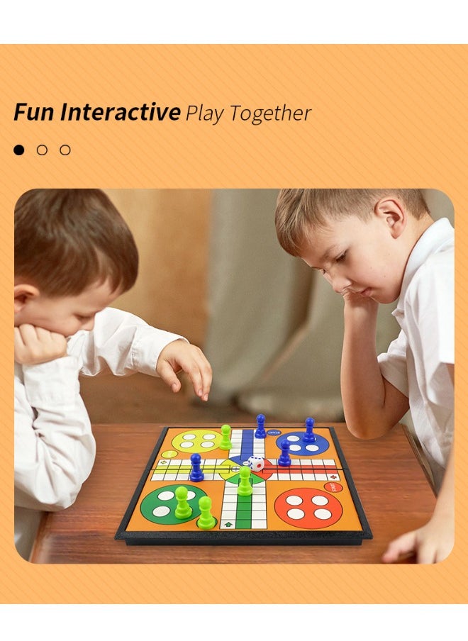 LUDO - Mini Non-Magnetic Foldable International Flying Chess Ludo Board Game, 2-4 Players Family Dice Games Set, Multiplayer Game Educational Toys for Kids, Adults, 19.5cm*10cm*3.5cm - Image 1