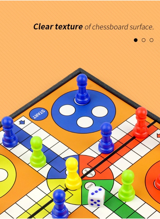 LUDO - Mini Non-Magnetic Foldable International Flying Chess Ludo Board Game, 2-4 Players Family Dice Games Set, Multiplayer Game Educational Toys for Kids, Adults, 19.5cm*10cm*3.5cm - Image 1