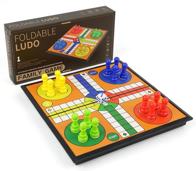 LUDO Mini Non-Magnetic Foldable International Flying Chess Ludo Board Game, 2-4 Players Family Dice Games Set, Multiplayer Game Educational Toys for Kids, Adults, 19.5cm*10cm*3.5cm - Image 1