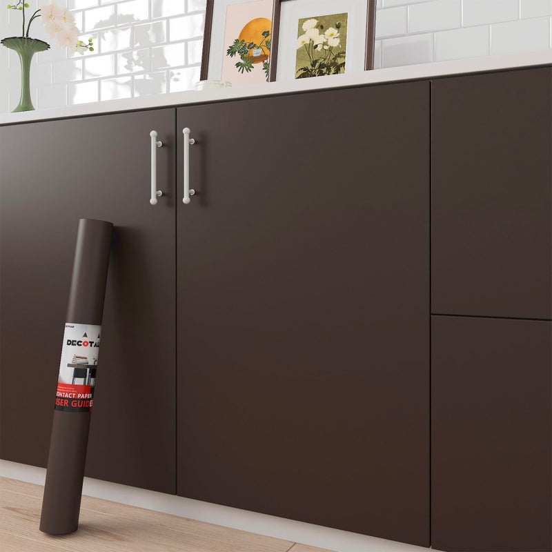 Decotalk Brown Peel and Stick Wallpaper 177x200 Dark Brown Contact Paper Removable Wallpaper for Bedroom Brown Contact Paper for Table Cabinets Decorative - Image 2