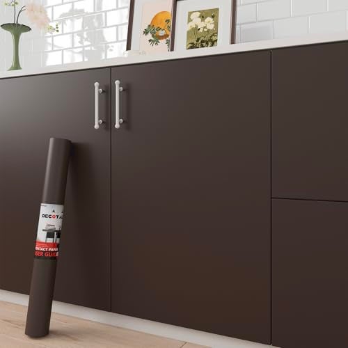 Decotalk Brown Peel and Stick Wallpaper 177x200 Dark Brown Contact Paper Removable Wallpaper for Bedroom Brown Contact Paper for Table Cabinets Decorative - Image 1