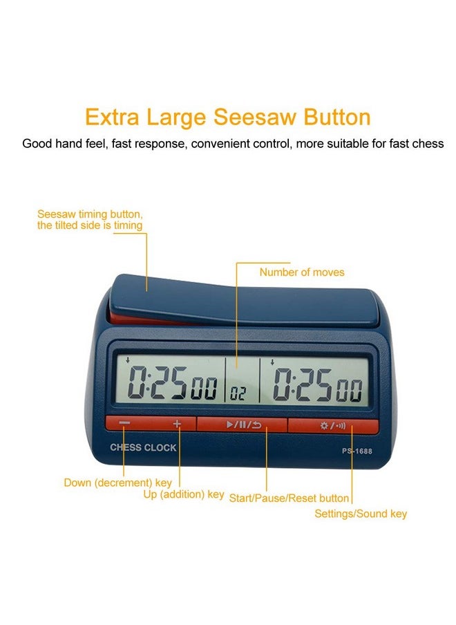 fayle - Digital Chess Clock, Tournament Timer North American Chess Timer With Bonus & Delay Count Down Up Alarm For Board Game - Image 1