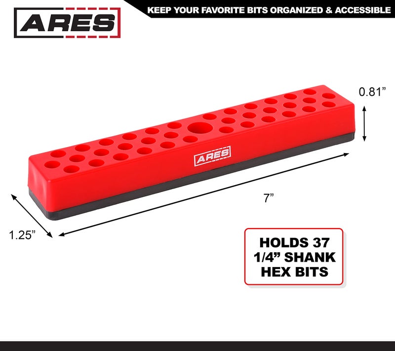 ARES 60011 - Red 37 Hole Hex Bit Organizer with Strong Magnetic Base - Keep Your Favorite Specialty, Drill, Tamper & Quick Change Bits Conveniently Organized and Accessible - Image 2