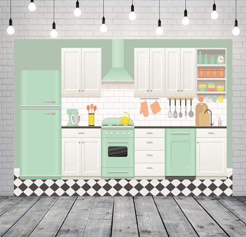Loccor 5x3ft Fabric Home Kitchen Backdrop Cartoon Christmas Kitchen Backdrop for Photography Xmas Birthday Party Decorations Baking Room Background for Kids Video Photo Shoot Props - Image 3