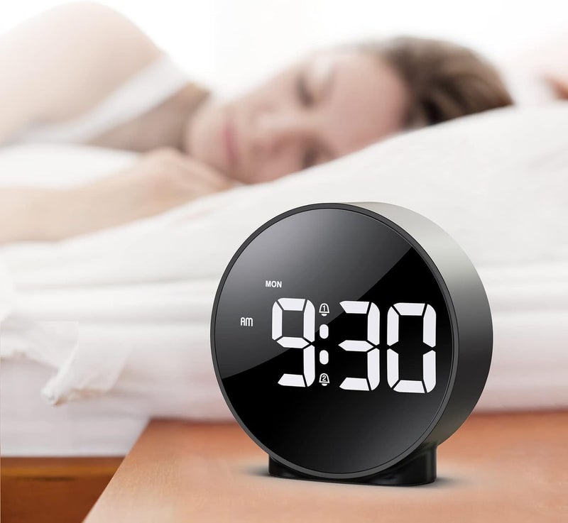 LEVGRY Digital Wall Clock Big Digits Display with Alarm Time Date and Day of Week Display Adjustable Dimmer Auto DST Electronic Wall Desktop Clocks Pack of 1 Black