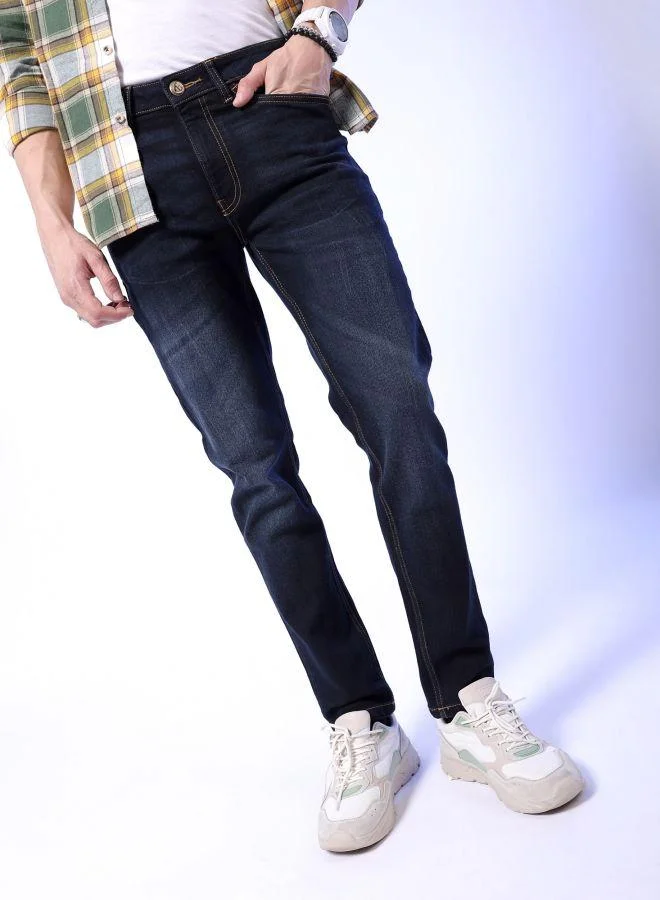 Men Slim Fit Solid Mid-Rise Stretchable Jeans