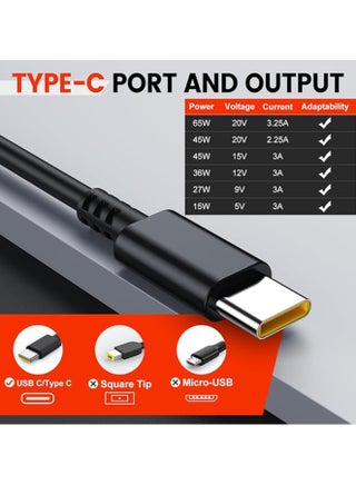 65W 45W USB C Charger for Lenovo ThinkPad Yoga HP Chromebook Power Supply for Dell Latitude XPS Huawei Laptop PC Type C Charger Adapter for MacBook Pro Air Asus Acer Samsung Google - view 3