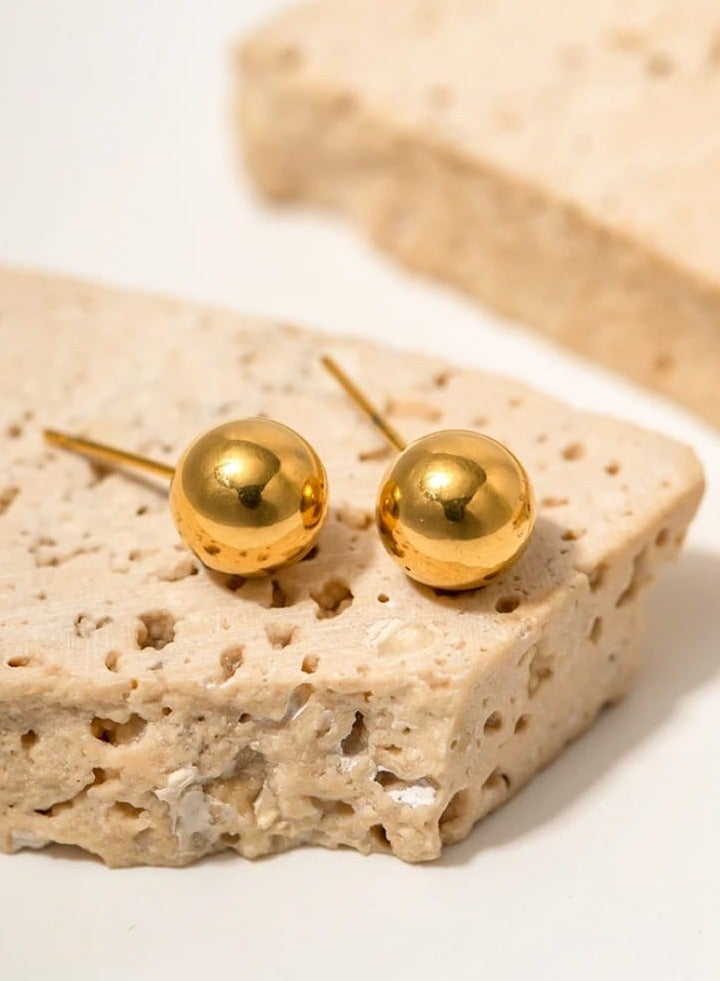 Luxuria 18K Yellow Gold Plated Round Ball Hoop Earrings for Girls - Image 1