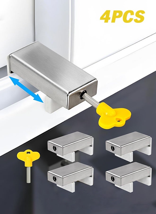 Sweet Life 2PCS Door Window Lock Stopper Adjustable Thick Sliding Safety Anti Theft Children Security LockChild Plastic Steel Aluminium Free Rails Limit Window Door Anti Slip - Image 1