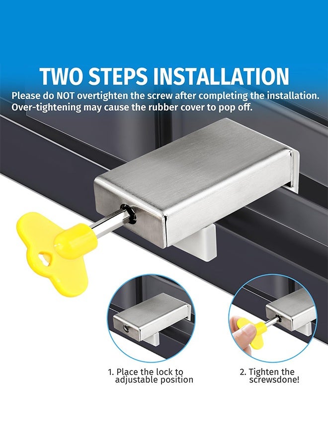 Sweet Life 2PCS Door Window Lock Stopper Adjustable Thick Sliding Safety Anti Theft Children Security LockChild Plastic Steel Aluminium Free Rails Limit Window Door Anti Slip - Image 2