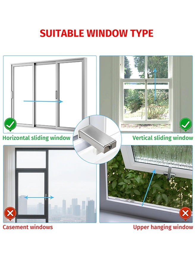 Sweet Life 2PCS Door Window Lock Stopper Adjustable Thick Sliding Safety Anti Theft Children Security LockChild Plastic Steel Aluminium Free Rails Limit Window Door Anti Slip - Image 4
